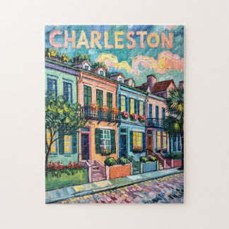 Charleston Rainbow Row Colorful Van Gogh Travel Puzzle