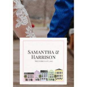 Charleston Rainbow Row Custom Wedding Serviette