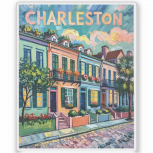 Charleston Rainbow Row Farbige Van Gogh Reise Aufkleber