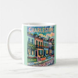 Charleston Rainbow Row SC Colorful Van Gogh Retro Kaffeetasse
