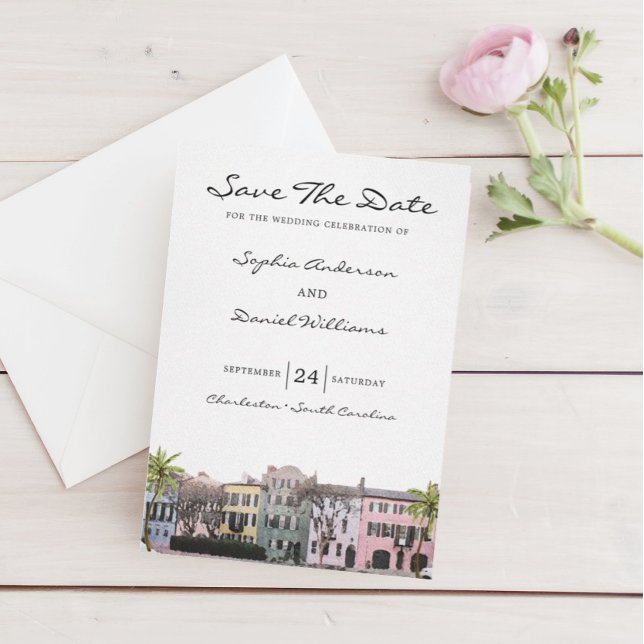 Charleston Rainbow Row SC Save the Date Wedding Einladung (Von Creator hochgeladen)