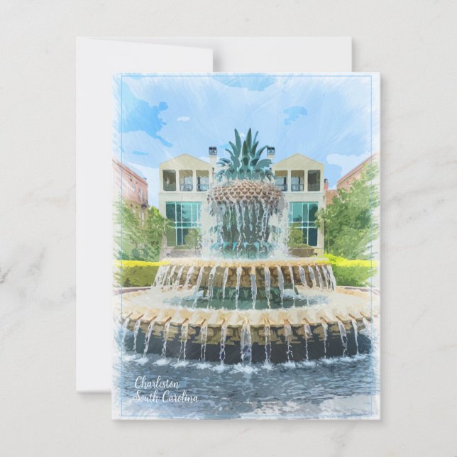 Charleston SC Ananas Fountain Card (Vorderseite)