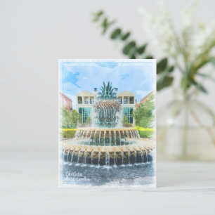 Charleston SC Ananas Fountain Card Postkarte