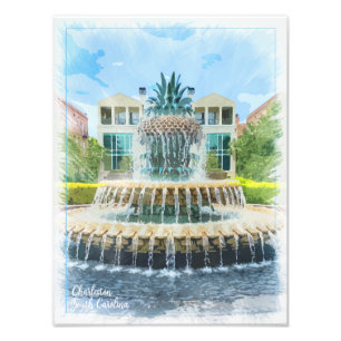 Charleston SC Ananas Fountain Print Fotodruck