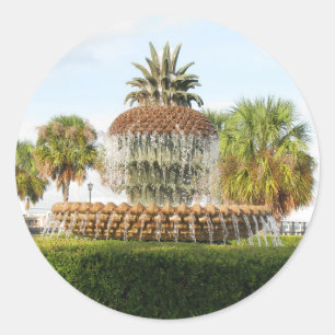Charleston SC Ananas Fountain, Waterfront Park Runder Aufkleber