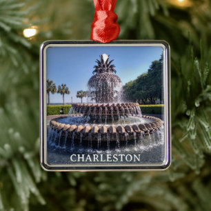 Charleston SC Ananas Fountain Weihnachten Ornament Aus Metall