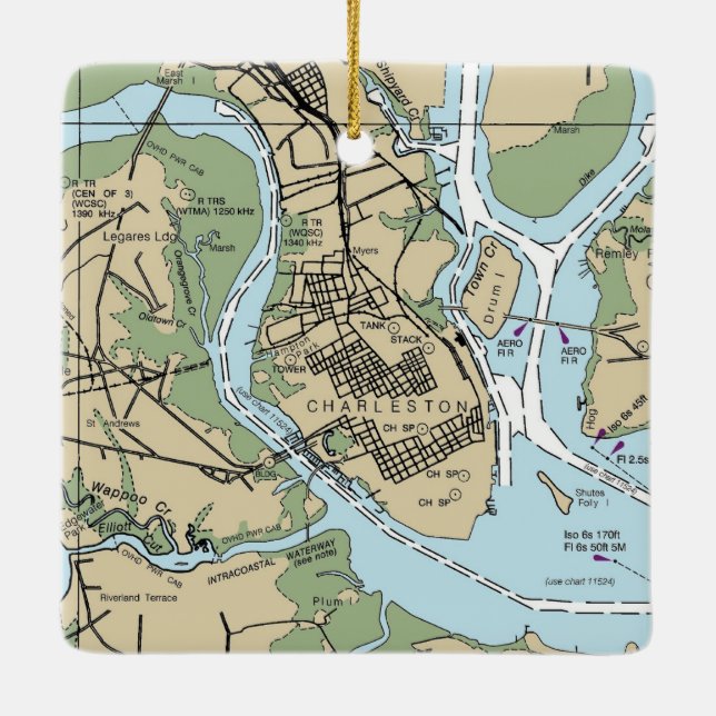 Charleston SC Chart Keramikornament (Rückseite)