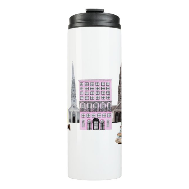 Charleston SC City Rainbow Row Thermal Tumbler Thermosbecher (Vorderseite)