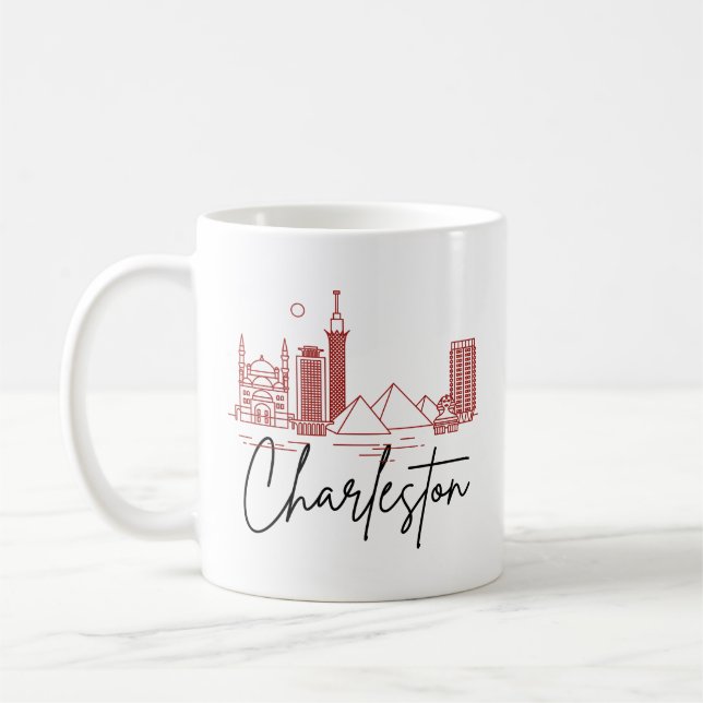 Charleston, SC | City Stylized Skyline Kaffeetasse (Links)