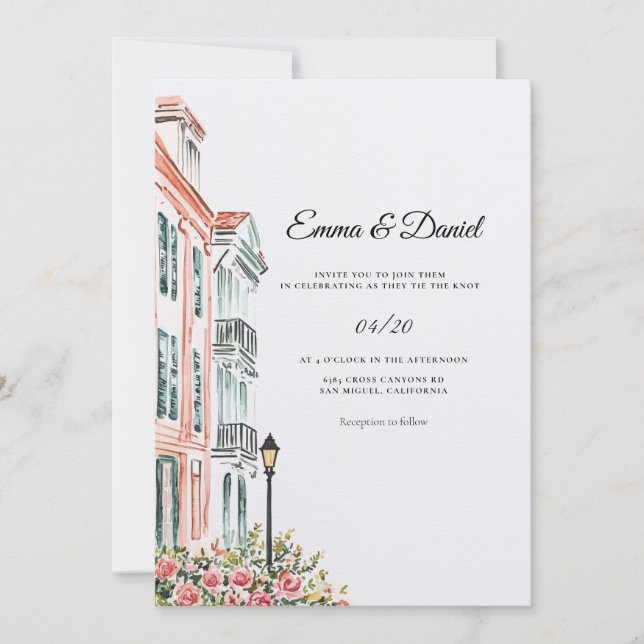 Charleston SC Hochzeit Einladung (Vorderseite)