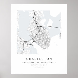 Charleston SC Minimalistische Stadtplan-Kunst druc Poster