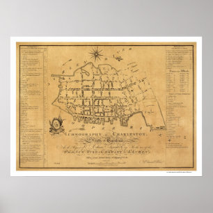 Charleston Sc-Straßenkarte 1788 Poster