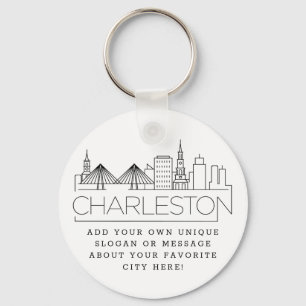 Charleston, SC Stylized Skyline  Benutzerdefiniert Schlüsselanhänger