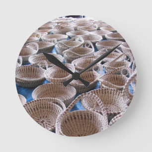 Charleston SC Sweetgrass Baskets Clock Runde Wanduhr