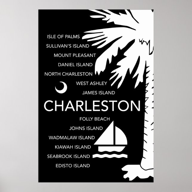 Charleston SC Towns - Black Poster (Vorne)