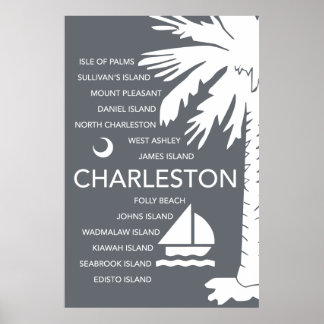 Charleston SC Towns - Charcoal Poster