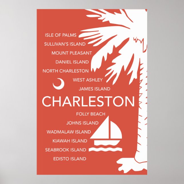 Charleston SC Towns - Red Poster (Vorne)