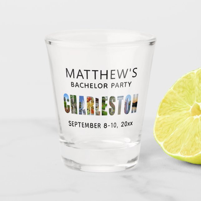 Charleston South Carolina Bachelor Party Gefallen Schnapsglas (Vorderseite)