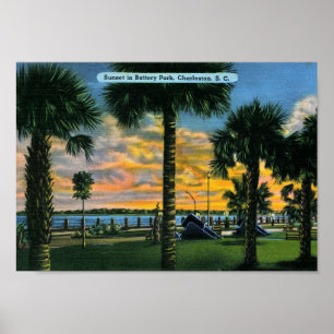 Charleston, South Carolina, Batterie-Park, Vintag Poster