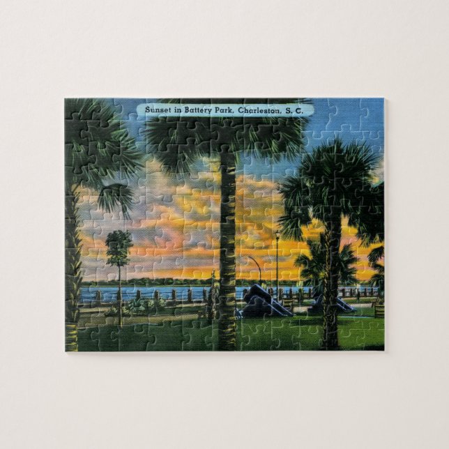 Charleston, South Carolina, Batterie-Park, Vintag Puzzle (Horizontal)