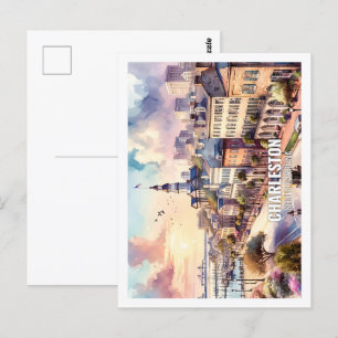 Charleston South Carolina berühmter Ort Aquarell Postkarte