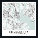 Charleston South Carolina Blue Water Street Karte Poster<br><div class="desc">Charleston South Carolina Blue Water Street Karte</div>