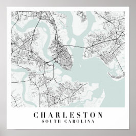 Charleston South Carolina Blue Water Street Karte Poster