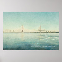 Charleston South Carolina Bridge Aquarell Print