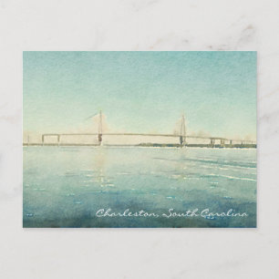 Charleston South Carolina Bridge Aquarell Print Postkarte