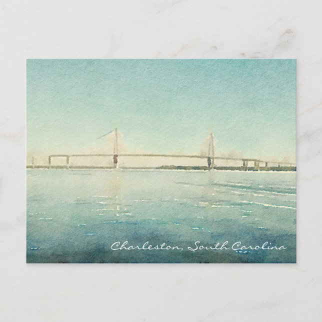 Charleston South Carolina Bridge Aquarell Print Postkarte (Vorderseite)
