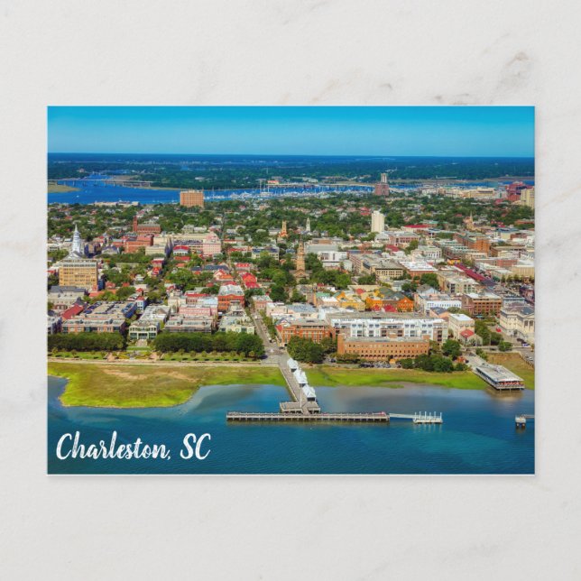 Charleston South Carolina City Skyline Foto Postkarte (Vorderseite)