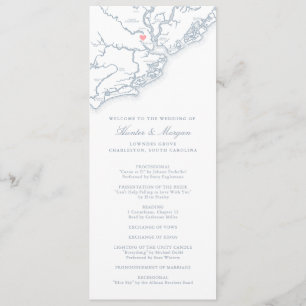 Charleston South Carolina Dusty Blue Wedding Programm