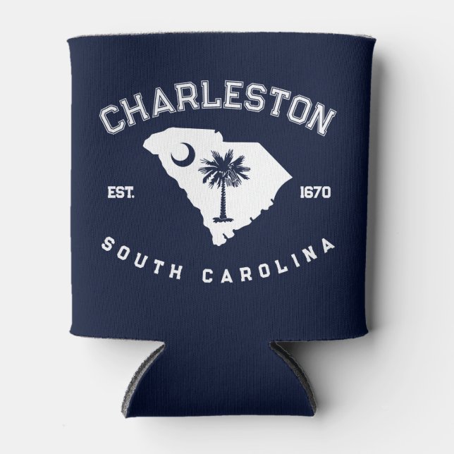 Charleston South Carolina Flag Map Navy Souvenirs Dosenkühler (Vorderseite)
