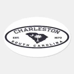 Charleston South Carolina Flag Map Navy Souvenirs Ovaler Aufkleber