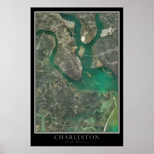 Charleston South Carolina From Space Satellite Map Poster