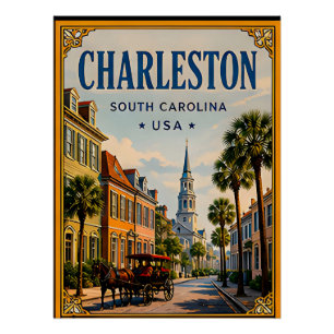 🏛️ Charleston South Carolina Historisch Retro Poster