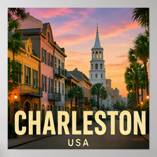 Charleston South Carolina Historische Küstenreise Poster