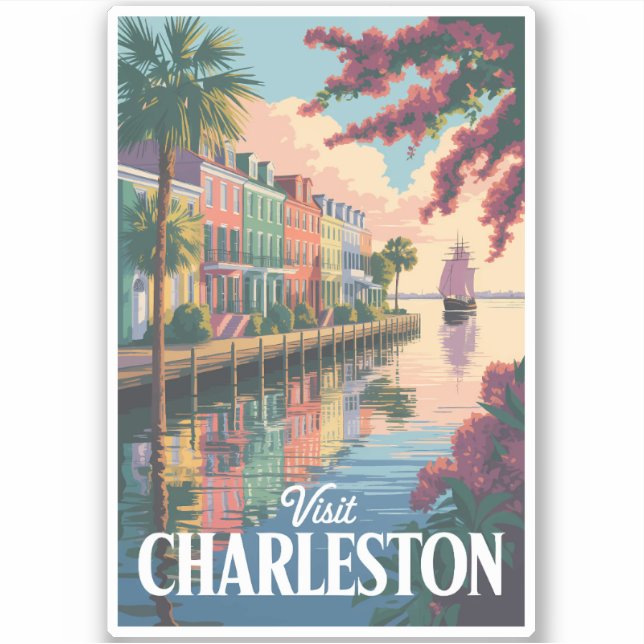 Charleston South Carolina Illustration Aufkleber (Vorderseite)