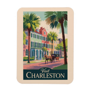 Charleston South Carolina Illustration Reise Kunst Magnet