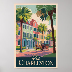 Charleston South Carolina Illustration Reise Kunst Poster