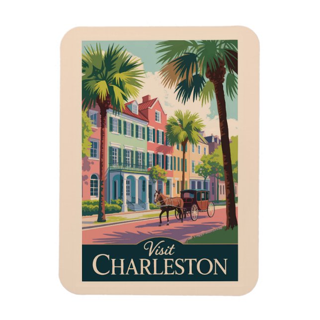 Charleston South Carolina Illustration Reisen Magnet (Vertikal)