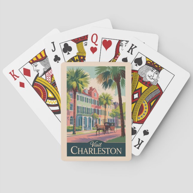 Charleston South Carolina Illustration Reisen Spielkarten (Rückseite)