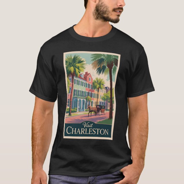 Charleston South Carolina Illustration Reisen T-Shirt (Vorderseite)