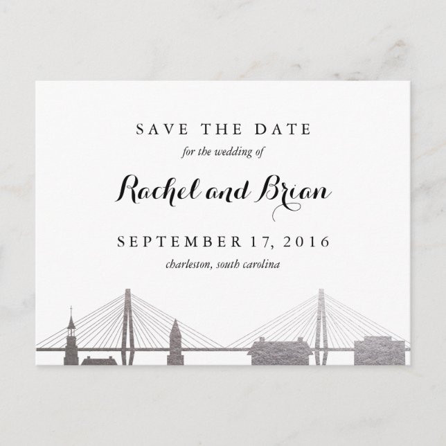 Charleston South Carolina Imitate Silver Postcard Ankündigungspostkarte (Vorderseite)