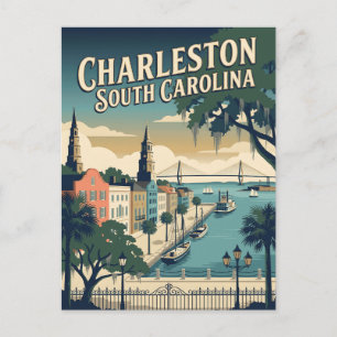 Charleston South Carolina Küstenreiseplakat Postkarte