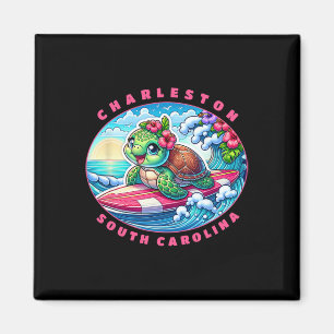 Charleston South Carolina Mädchen Süß Surfen Meere Magnet