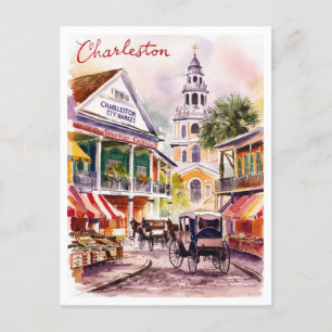 Charleston, South Carolina Market Malerei Postkarte
