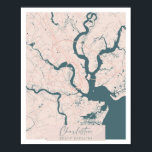 Charleston South Carolina Pink und Blue Niedlich Poster<br><div class="desc">Charleston South Carolina Pink und Blue Niedlich Script Street Map</div>