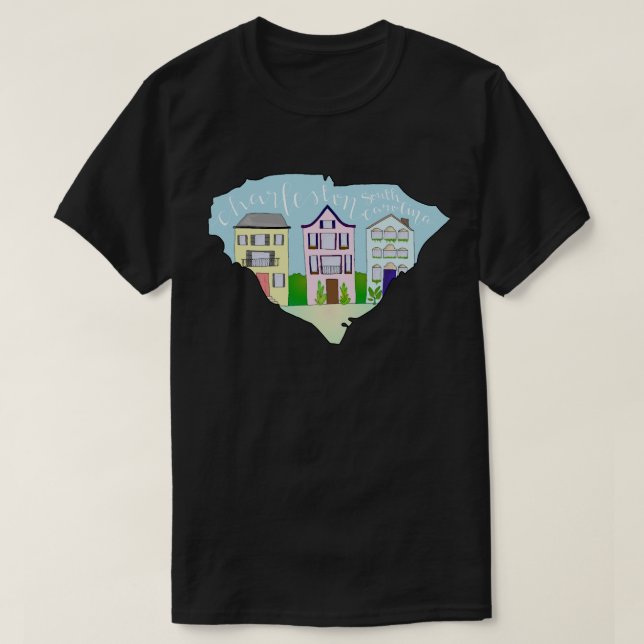 Charleston, South Carolina Rainbow Row T-Shirt (Design vorne)