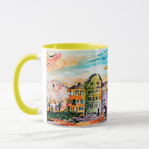 Charleston South Carolina Rainbow Row Whimsical Tasse